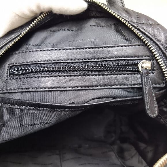 Michael Kors Rhea Black Leather Quilted Fur Zipper Top Handle Backpack main image 13